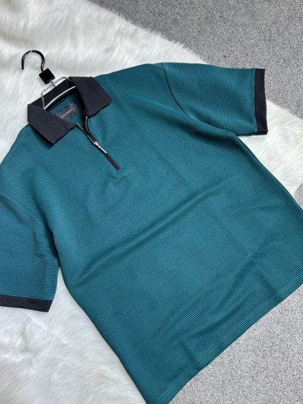 PESTLE GREEN ZIPPER POLO